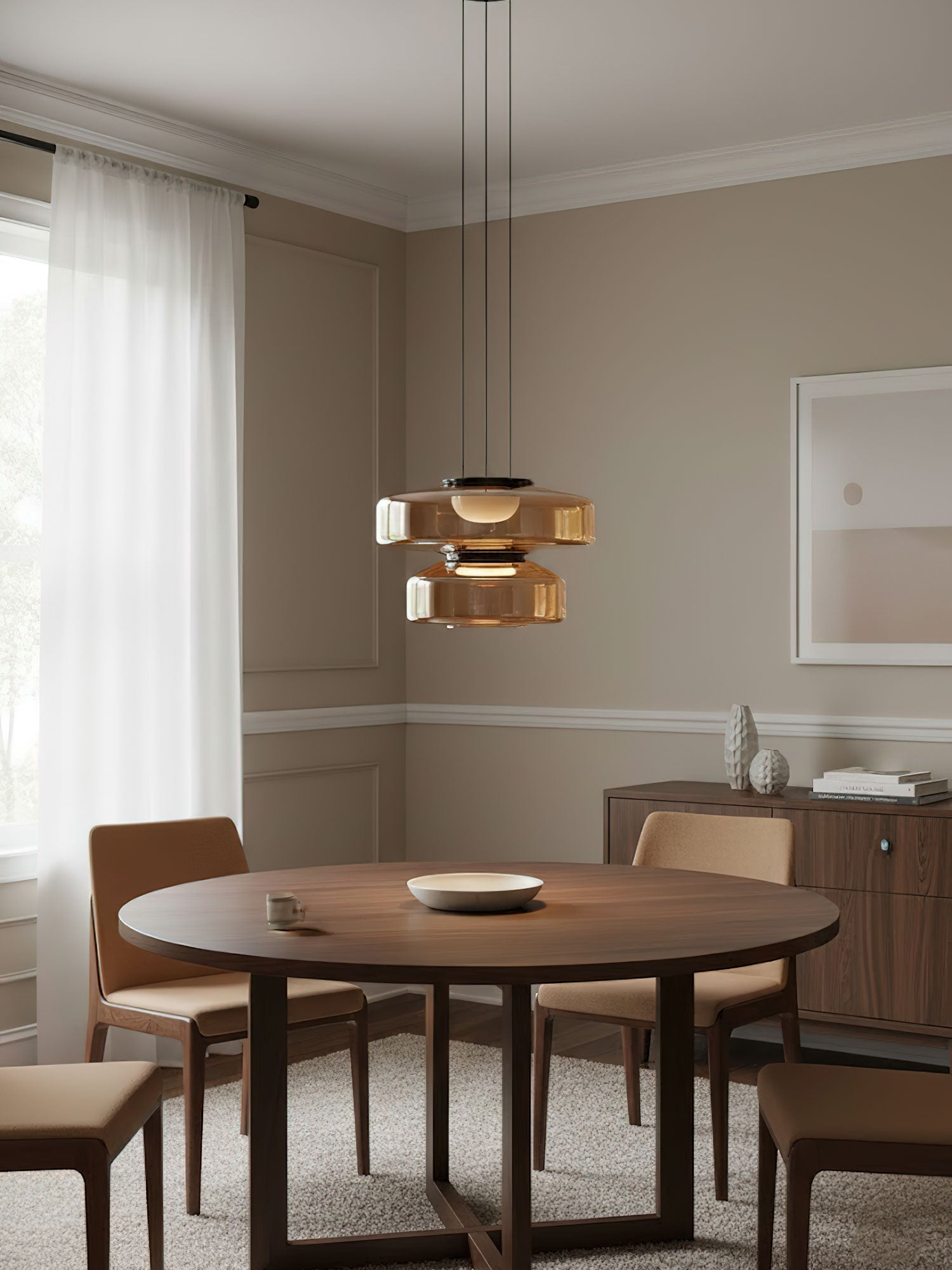 Gelaagde Glazen Hanglamp met Meerdere Schijven 1-2-3 Lagen Dimbare Plafondlamp voor Eetkamer Woonkamer Keuken Scandinavisch Design | Sansoti