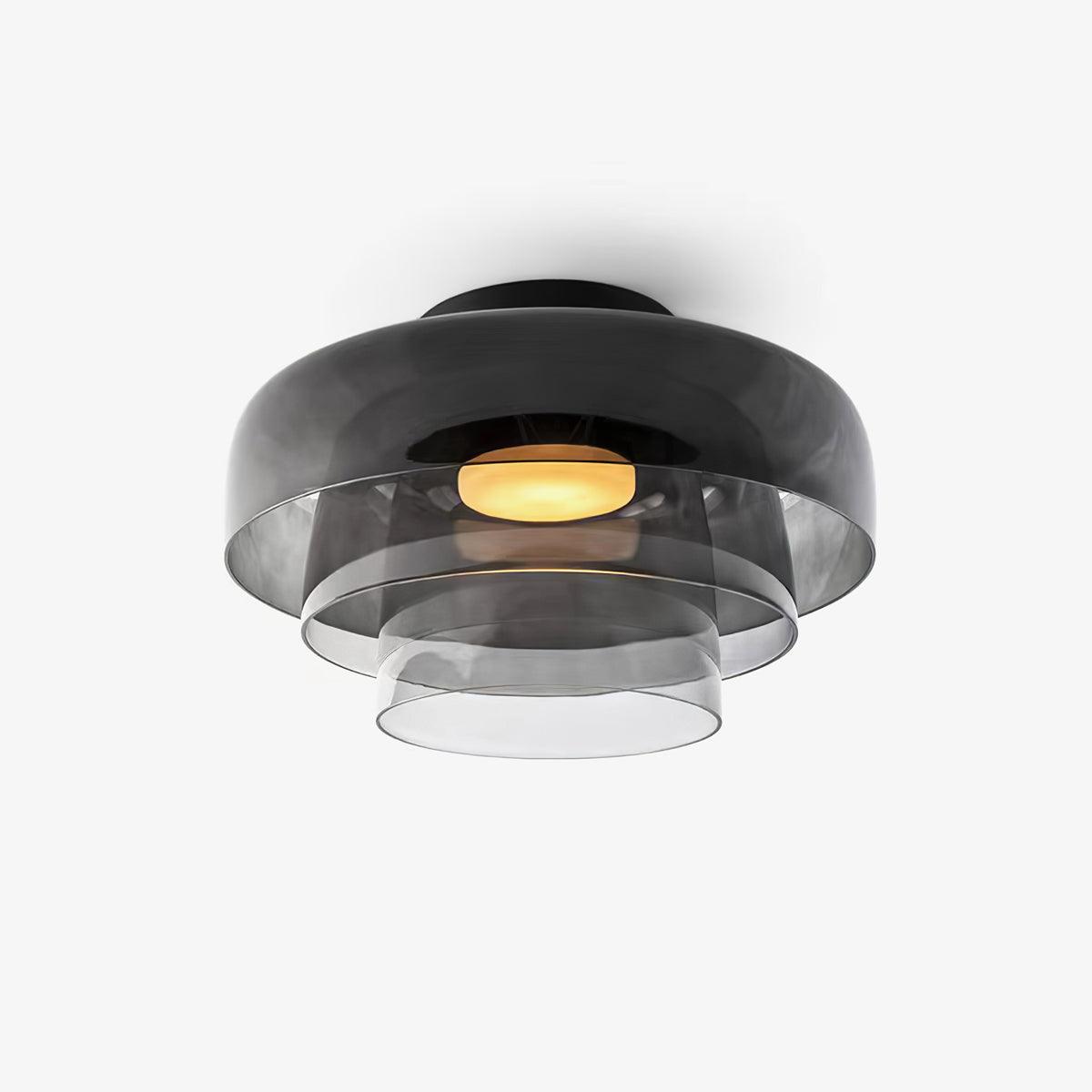 Lagen Plafondlamp met Glazen Schijven | Warm Getint Glas | Scandinavische Elegantie | Subtiel Gelaagd Licht | Moderne Plafondverlichting | Dimbare Versie Beschikbaar | Design Plafondlamp | Meerlaags Glasdesign | Natuurlijk Lichtgevoel | Sansoti