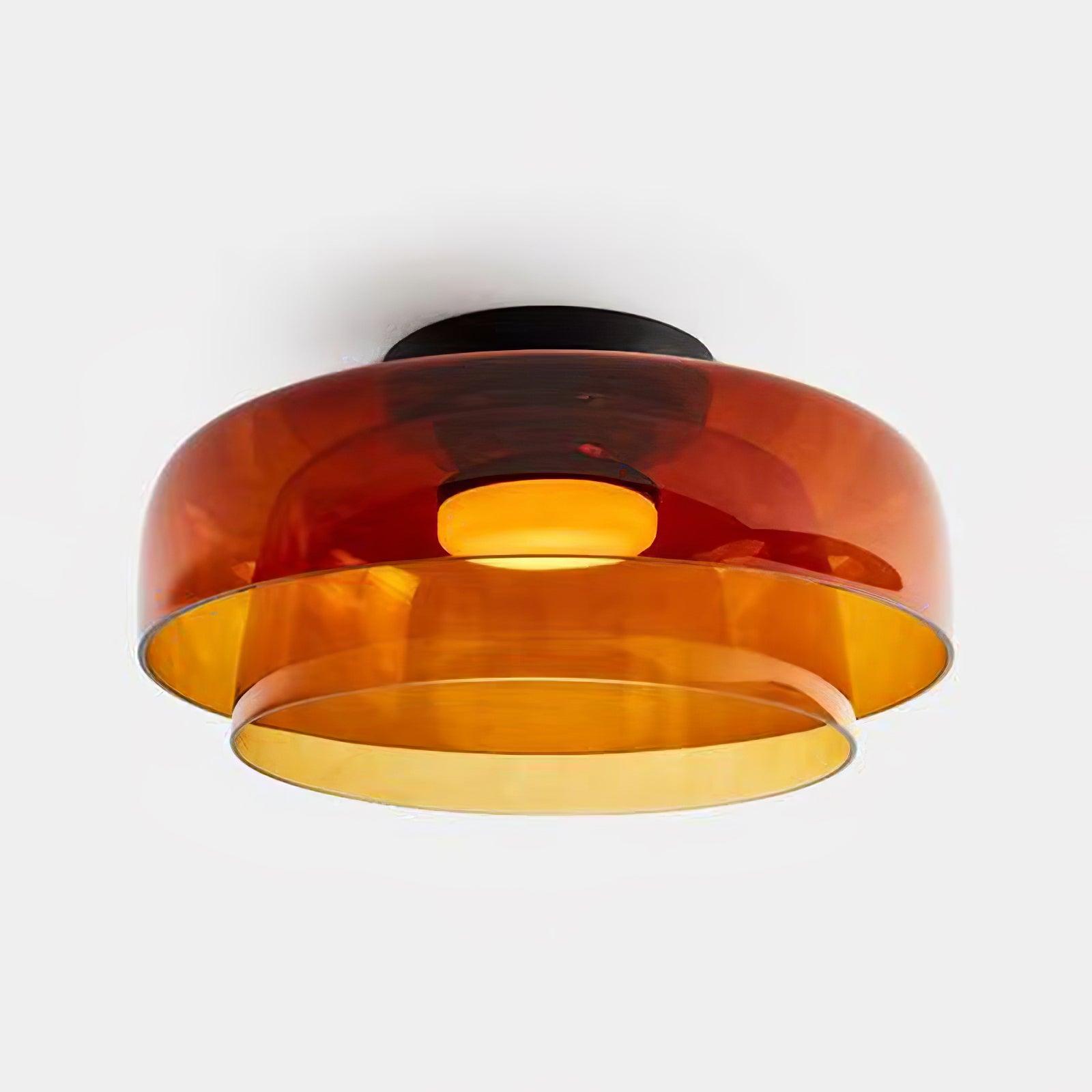Lagen Plafondlamp met Glazen Schijven | Warm Getint Glas | Scandinavische Elegantie | Subtiel Gelaagd Licht | Moderne Plafondverlichting | Dimbare Versie Beschikbaar | Design Plafondlamp | Meerlaags Glasdesign | Natuurlijk Lichtgevoel | Sansoti