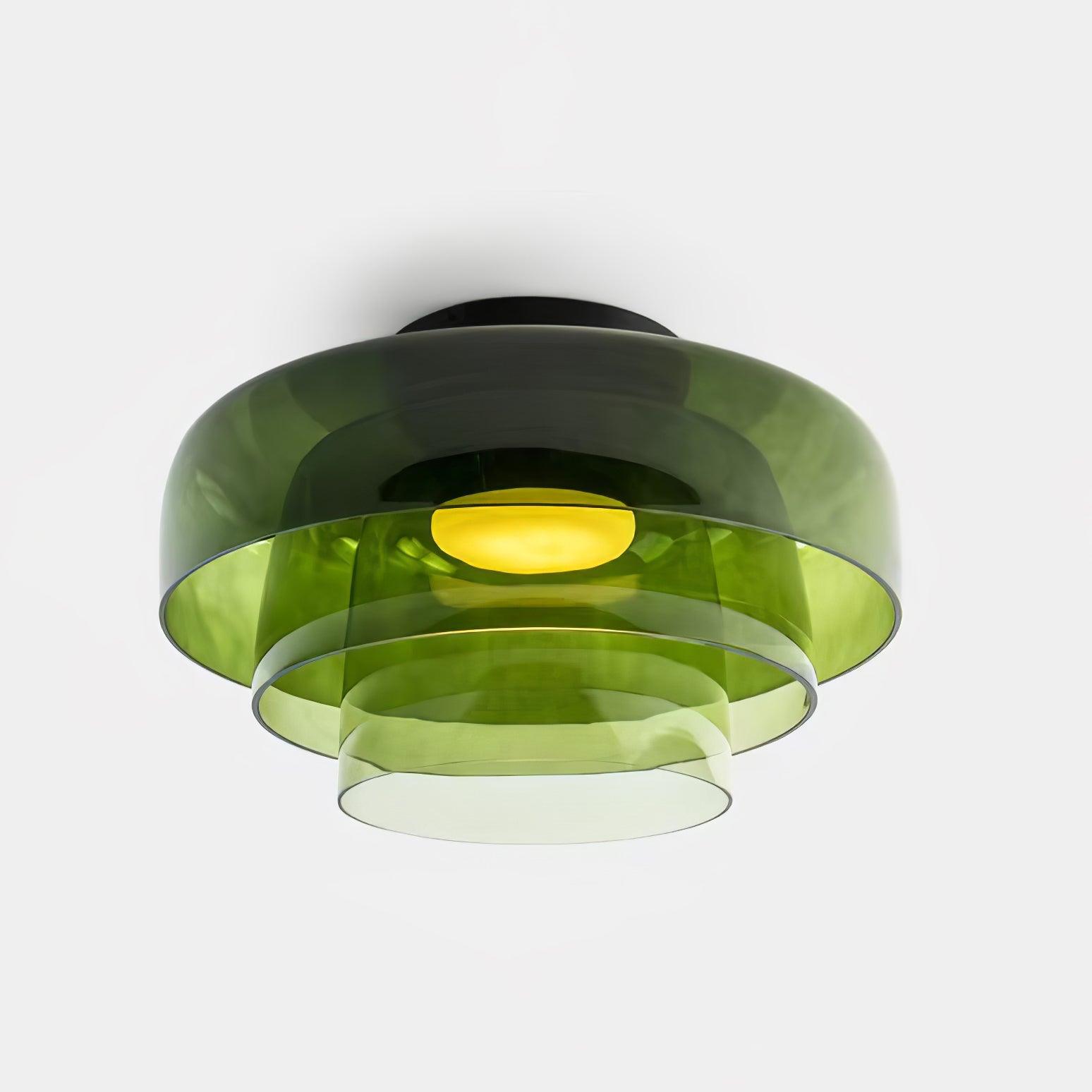 Lagen Plafondlamp met Glazen Schijven | Warm Getint Glas | Scandinavische Elegantie | Subtiel Gelaagd Licht | Moderne Plafondverlichting | Dimbare Versie Beschikbaar | Design Plafondlamp | Meerlaags Glasdesign | Natuurlijk Lichtgevoel | Sansoti