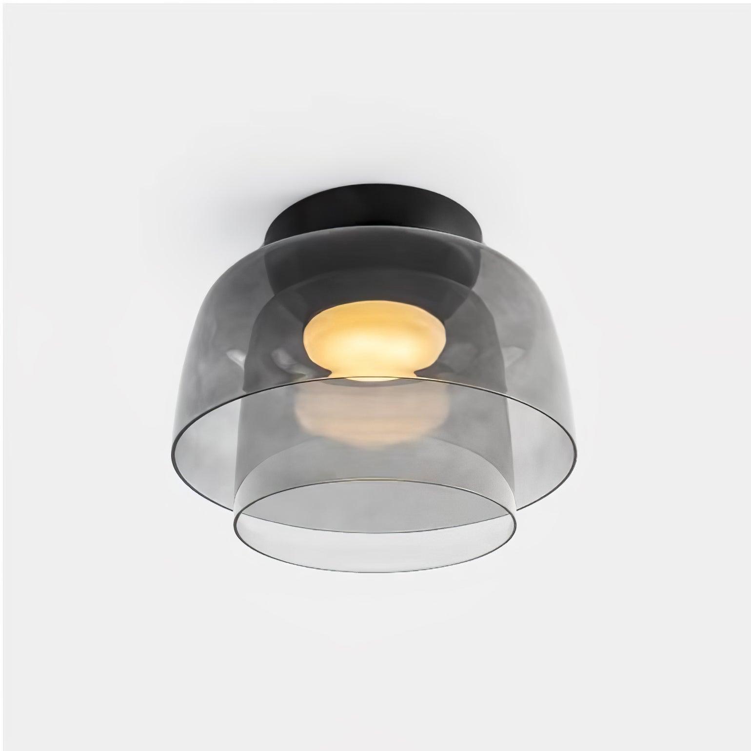 Lagen Plafondlamp met Glazen Schijven | Warm Getint Glas | Scandinavische Elegantie | Subtiel Gelaagd Licht | Moderne Plafondverlichting | Dimbare Versie Beschikbaar | Design Plafondlamp | Meerlaags Glasdesign | Natuurlijk Lichtgevoel | Sansoti