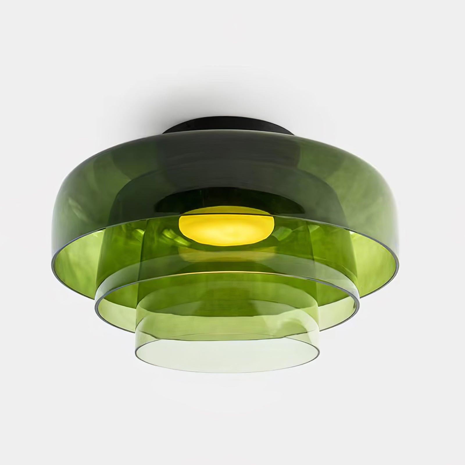 Lagen Plafondlamp met Glazen Schijven | Warm Getint Glas | Scandinavische Elegantie | Subtiel Gelaagd Licht | Moderne Plafondverlichting | Dimbare Versie Beschikbaar | Design Plafondlamp | Meerlaags Glasdesign | Natuurlijk Lichtgevoel | Sansoti