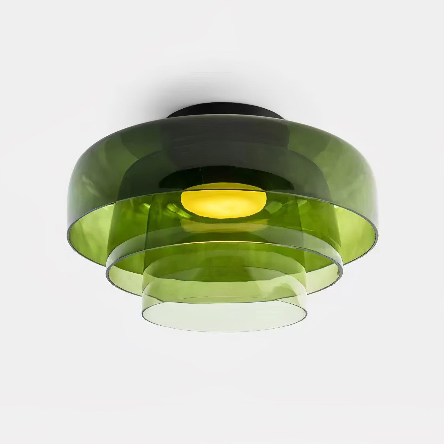 Lagen Plafondlamp met Glazen Schijven | Warm Getint Glas | Scandinavische Elegantie | Subtiel Gelaagd Licht | Moderne Plafondverlichting | Dimbare Versie Beschikbaar | Design Plafondlamp | Meerlaags Glasdesign | Natuurlijk Lichtgevoel | Sansoti
