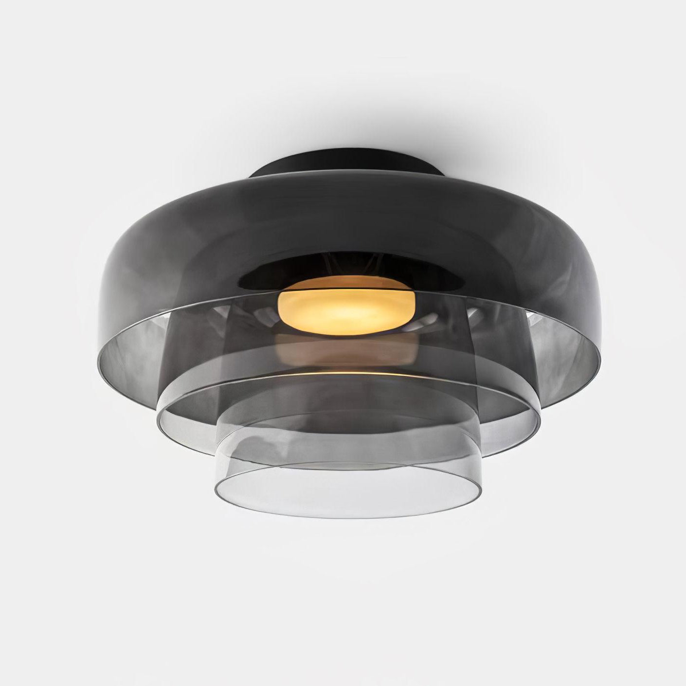 Lagen Plafondlamp met Glazen Schijven | Warm Getint Glas | Scandinavische Elegantie | Subtiel Gelaagd Licht | Moderne Plafondverlichting | Dimbare Versie Beschikbaar | Design Plafondlamp | Meerlaags Glasdesign | Natuurlijk Lichtgevoel | Sansoti
