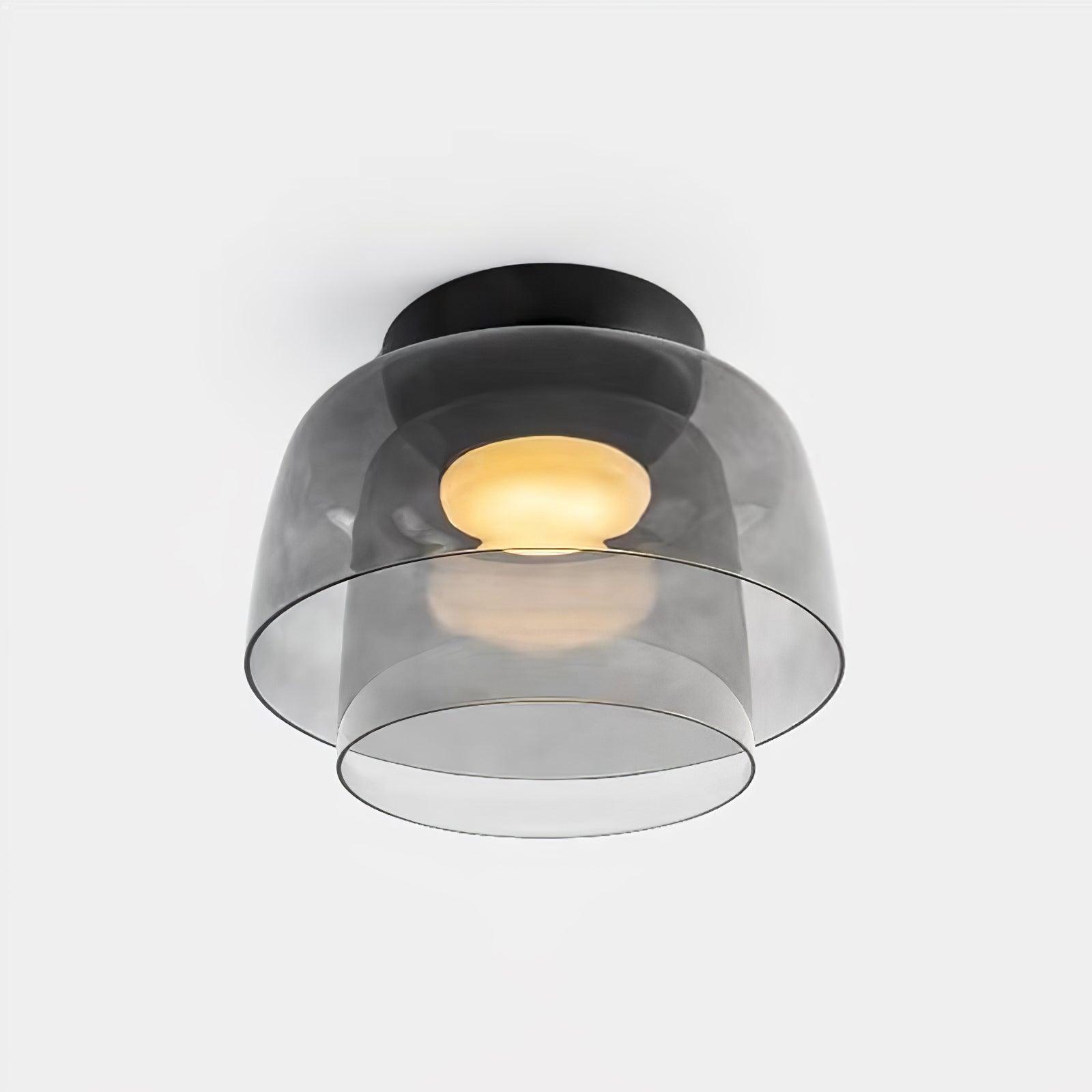 Lagen Plafondlamp met Glazen Schijven | Warm Getint Glas | Scandinavische Elegantie | Subtiel Gelaagd Licht | Moderne Plafondverlichting | Dimbare Versie Beschikbaar | Design Plafondlamp | Meerlaags Glasdesign | Natuurlijk Lichtgevoel | Sansoti