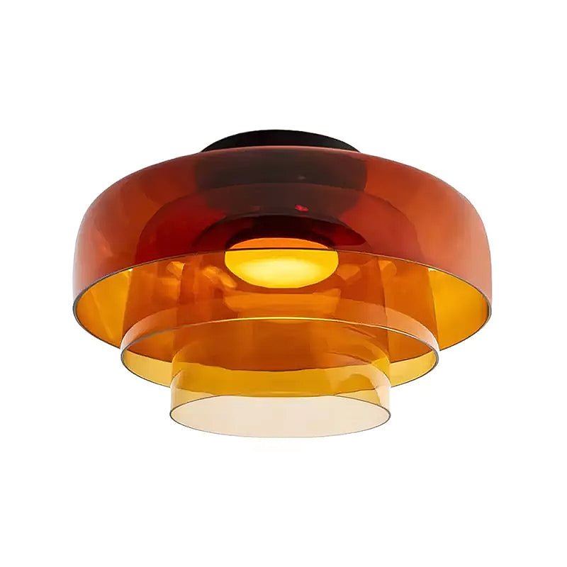 Lagen Plafondlamp met Glazen Schijven | Warm Getint Glas | Scandinavische Elegantie | Subtiel Gelaagd Licht | Moderne Plafondverlichting | Dimbare Versie Beschikbaar | Design Plafondlamp | Meerlaags Glasdesign | Natuurlijk Lichtgevoel | Sansoti