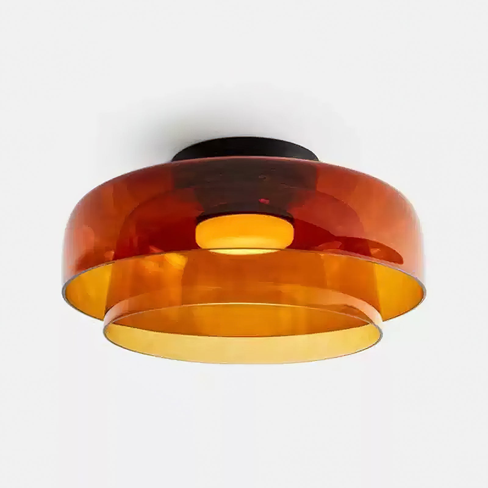 Lagen Plafondlamp met Glazen Schijven | Warm Getint Glas | Scandinavische Elegantie | Subtiel Gelaagd Licht | Moderne Plafondverlichting | Dimbare Versie Beschikbaar | Design Plafondlamp | Meerlaags Glasdesign | Natuurlijk Lichtgevoel | Sansoti