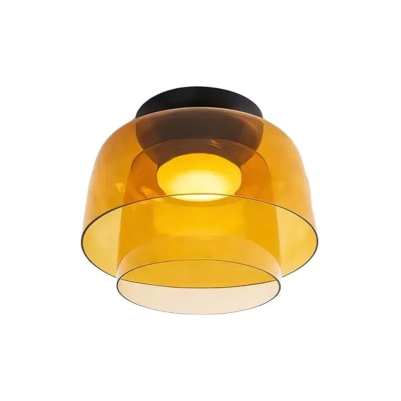 Lagen Plafondlamp met Glazen Schijven | Warm Getint Glas | Scandinavische Elegantie | Subtiel Gelaagd Licht | Moderne Plafondverlichting | Dimbare Versie Beschikbaar | Design Plafondlamp | Meerlaags Glasdesign | Natuurlijk Lichtgevoel | Sansoti