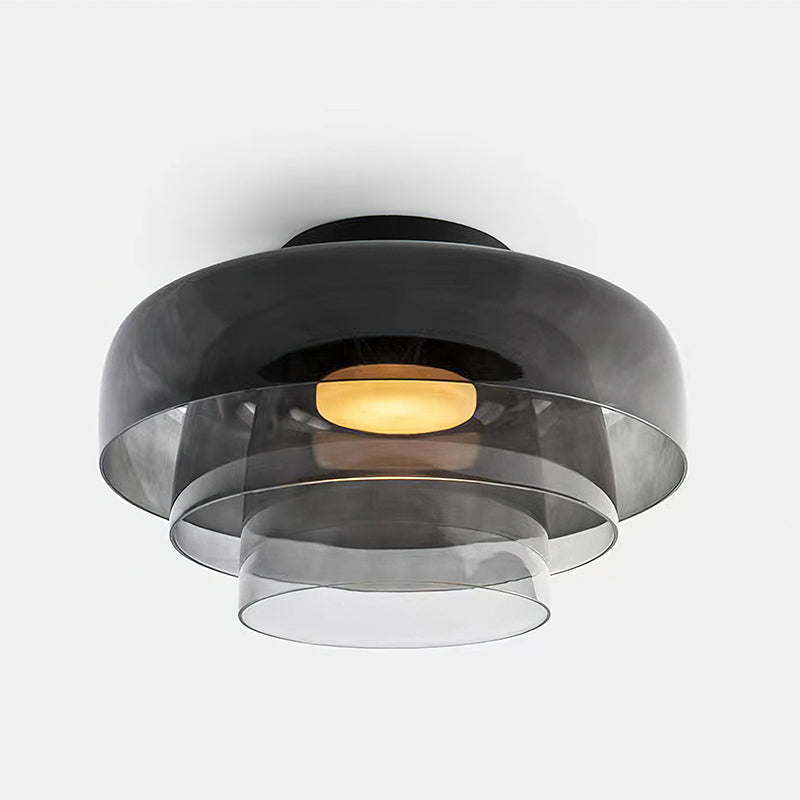 Deckenleuchte Schichtglas Metall Schwarz Grün Rauchgrau Orange LED 32-42cm 3 Lichtfarben | Restfield