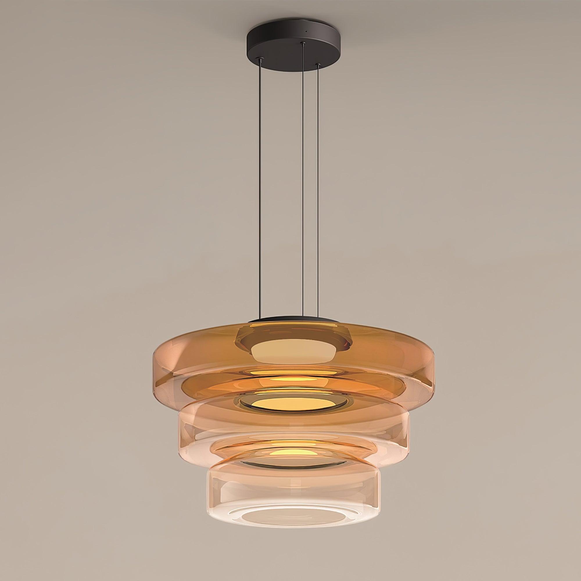 Gelaagde Glazen Hanglamp met Meerdere Schijven 1-2-3 Lagen Dimbare Plafondlamp voor Eetkamer Woonkamer Keuken Scandinavisch Design | Sansoti
