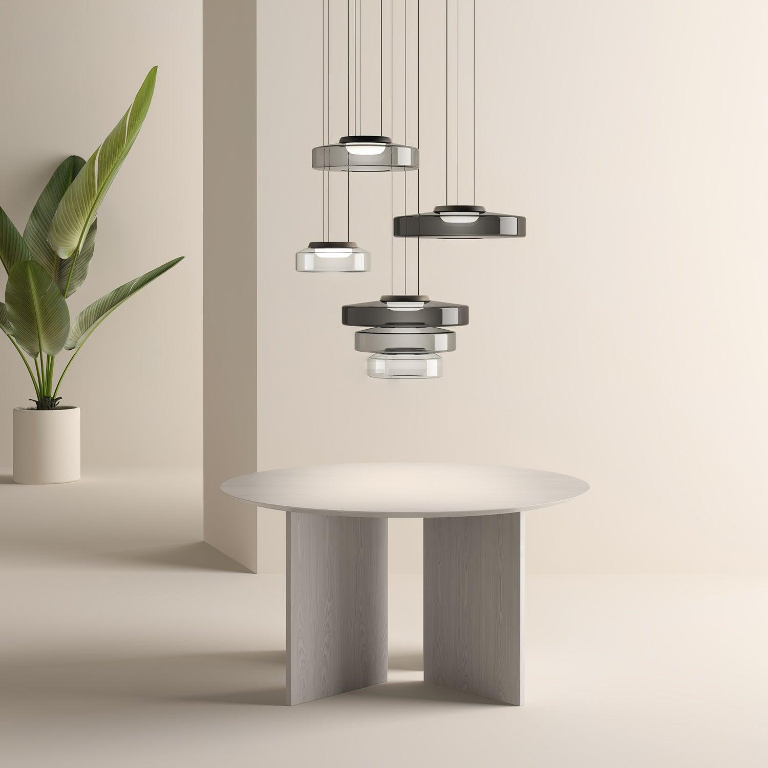 Gelaagde Glazen Hanglamp met Meerdere Schijven 1-2-3 Lagen Dimbare Plafondlamp voor Eetkamer Woonkamer Keuken Scandinavisch Design | Sansoti