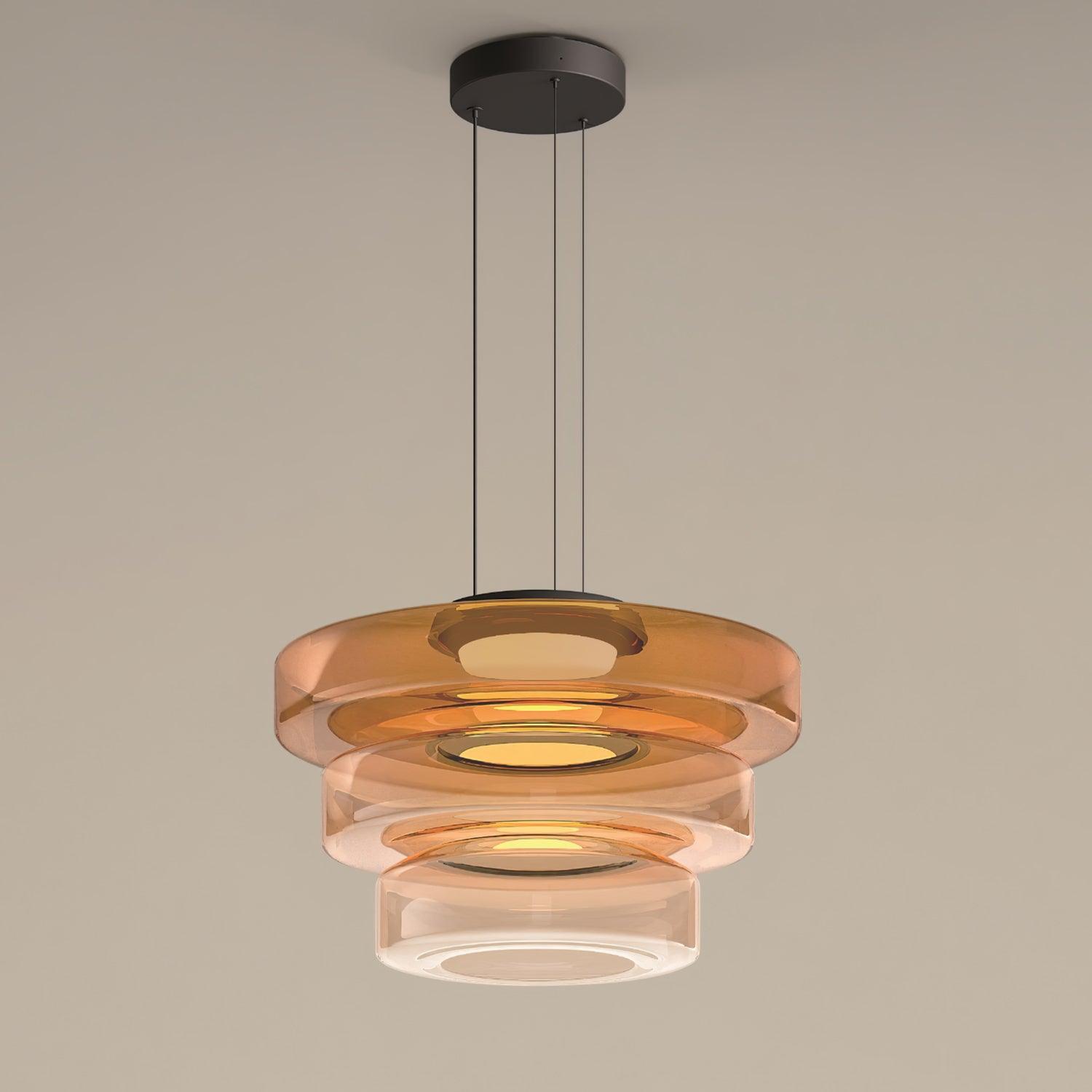 Gelaagde Glazen Hanglamp met Meerdere Schijven 1-2-3 Lagen Dimbare Plafondlamp voor Eetkamer Woonkamer Keuken Scandinavisch Design | Sansoti