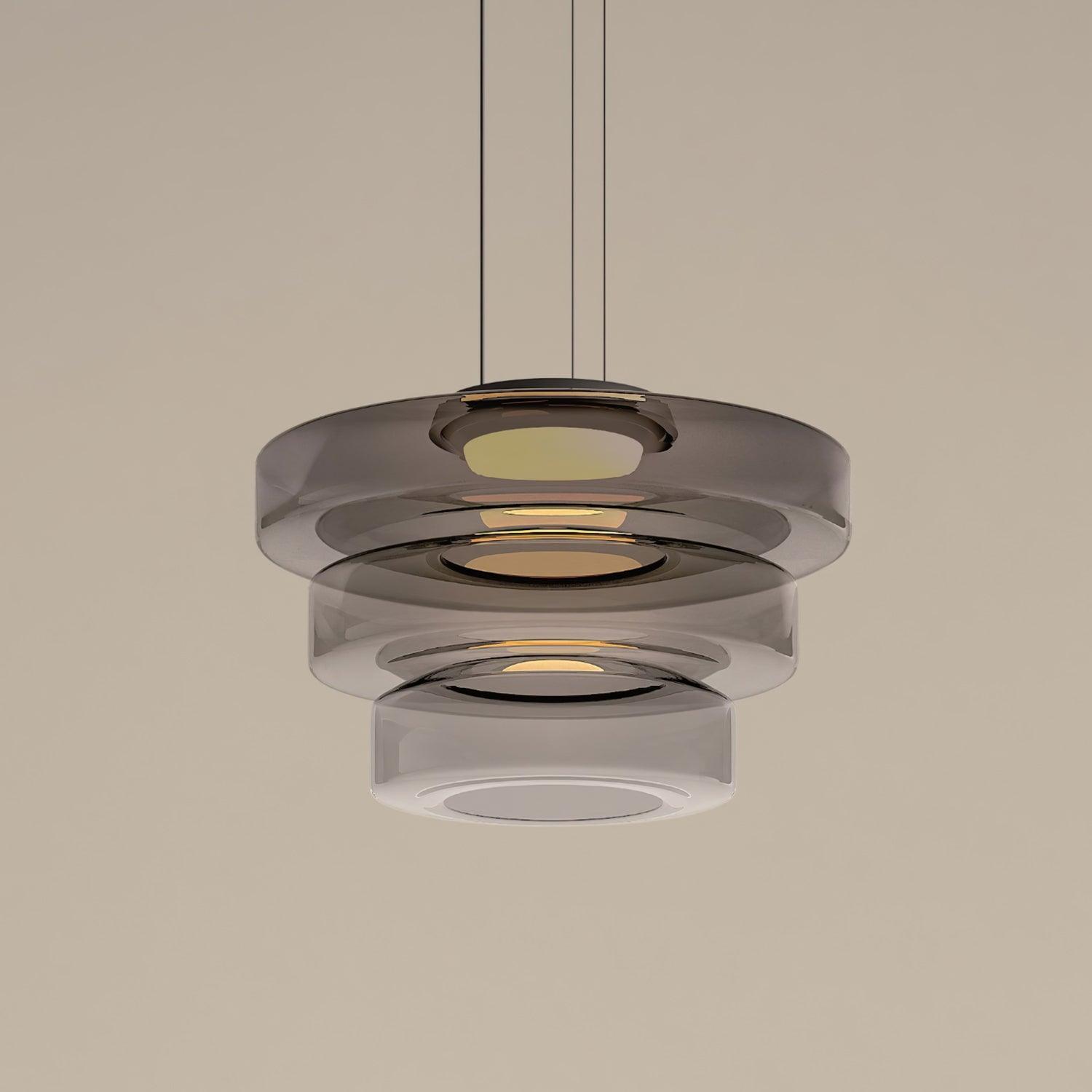 Gelaagde Glazen Hanglamp met Meerdere Schijven 1-2-3 Lagen Dimbare Plafondlamp voor Eetkamer Woonkamer Keuken Scandinavisch Design | Sansoti