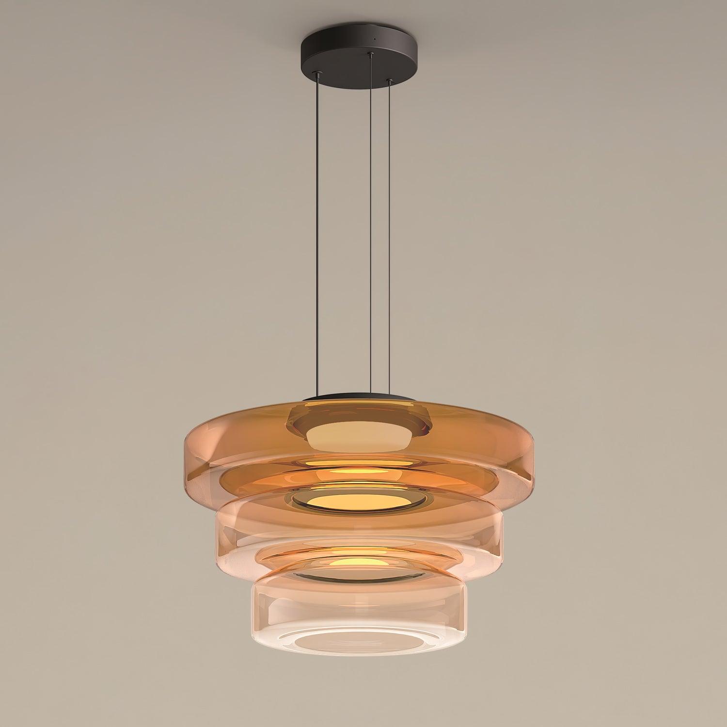 Gelaagde Glazen Hanglamp met Meerdere Schijven 1-2-3 Lagen Dimbare Plafondlamp voor Eetkamer Woonkamer Keuken Scandinavisch Design | Sansoti