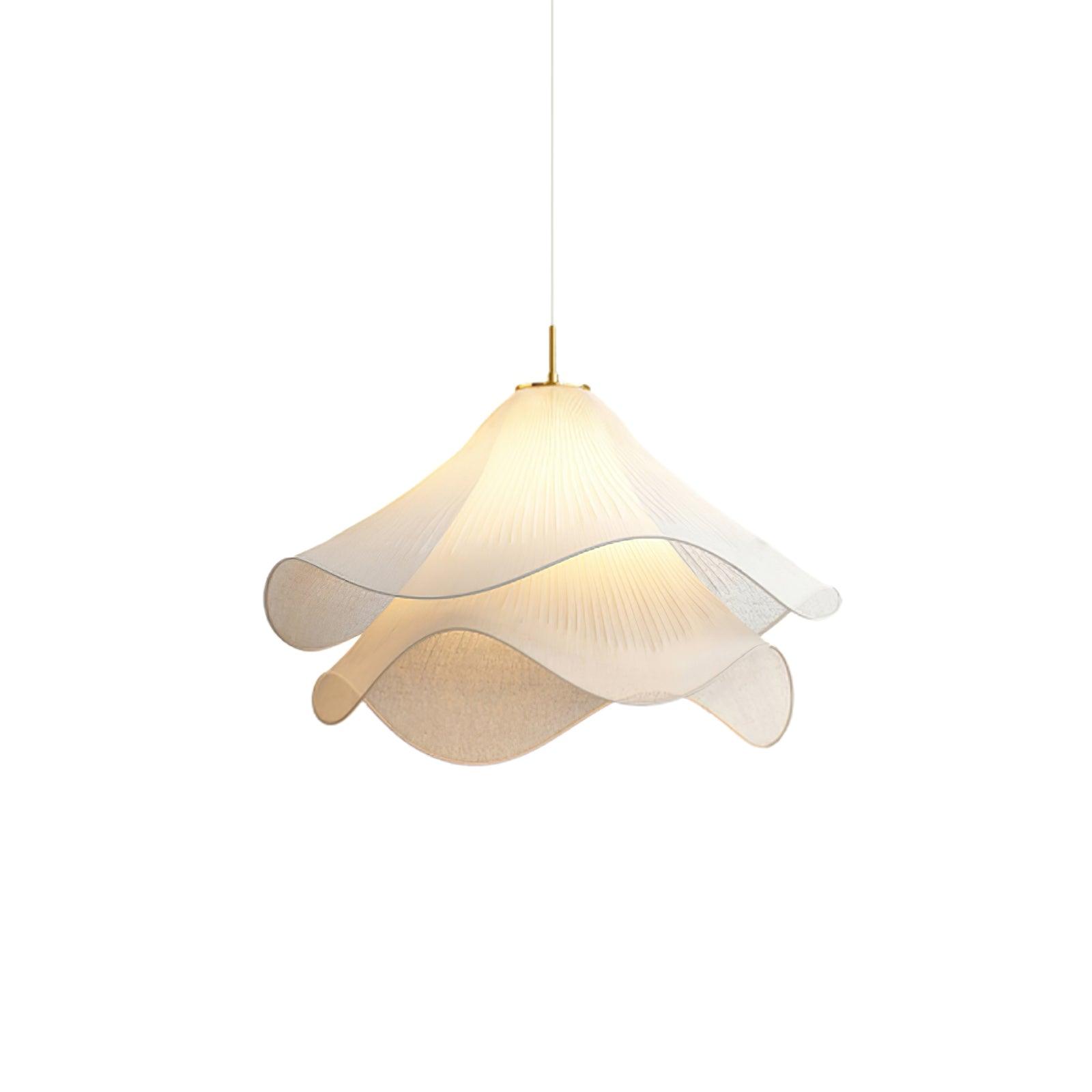 Hanglamp Gelaagde Plissé Kap — Bloembladachtig Licht Gouden Fitting E26/E27 Dakschuine Montage | Sansoti