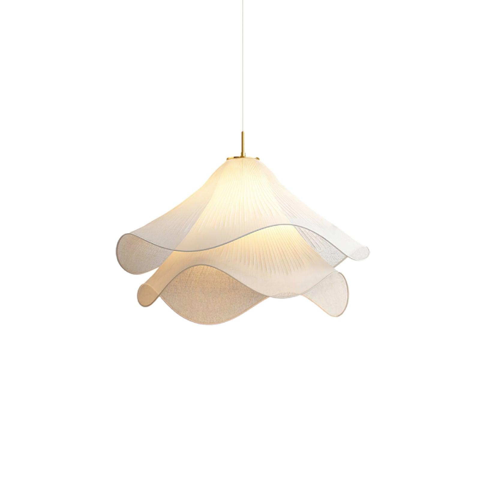 Hanglamp Gelaagde Plissé Kap — Bloembladachtig Licht Gouden Fitting E26/E27 Dakschuine Montage | Sansoti