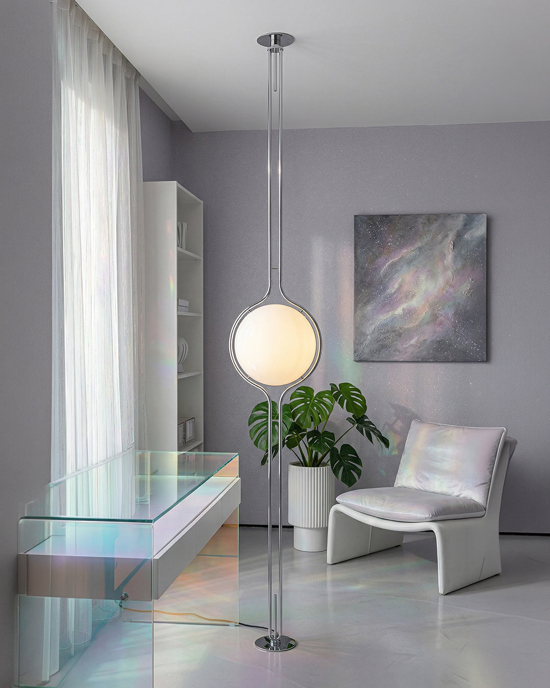 Moderne Vloerlamp met Chroomafwerking en Acrylbollen – Sfeervolle Verlichting voor Woonkamer en Slaapkamer | Sansoti