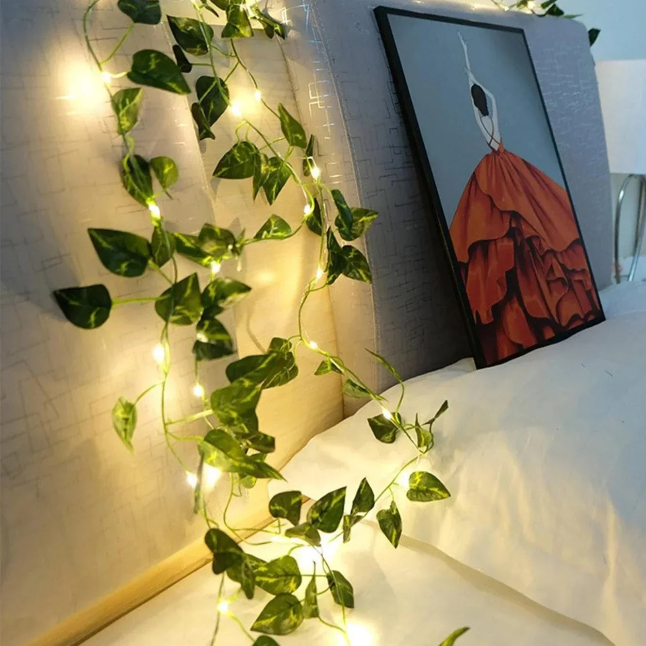 LED Vintage Light String with Leaf Vines Warm White for Garden and Interior | Sansoti