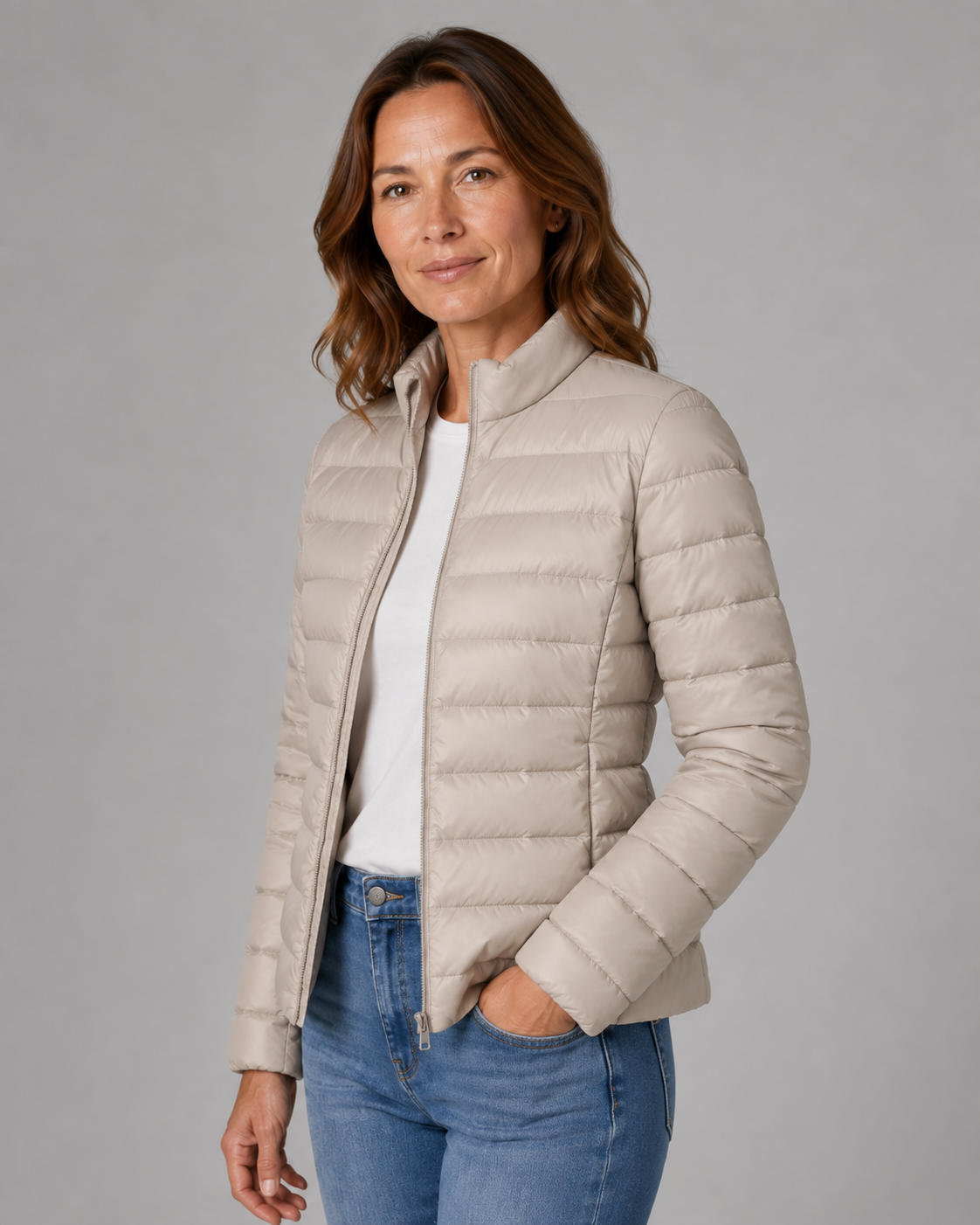 Dames Gewatteerde Jas met Staande Kraag - Lichtgewicht Puffer Winterjas - Stijlvol Warm Winterkleding | Sansoti