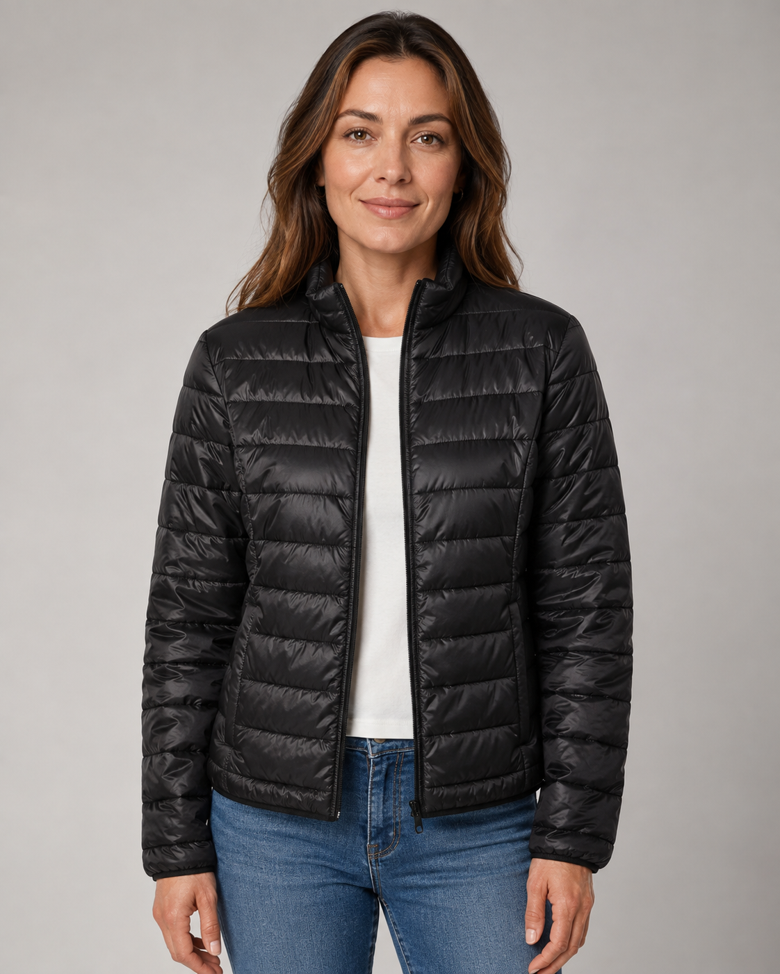 Dames Gewatteerde Jas met Staande Kraag - Lichtgewicht Puffer Winterjas - Stijlvol Warm Winterkleding | Sansoti