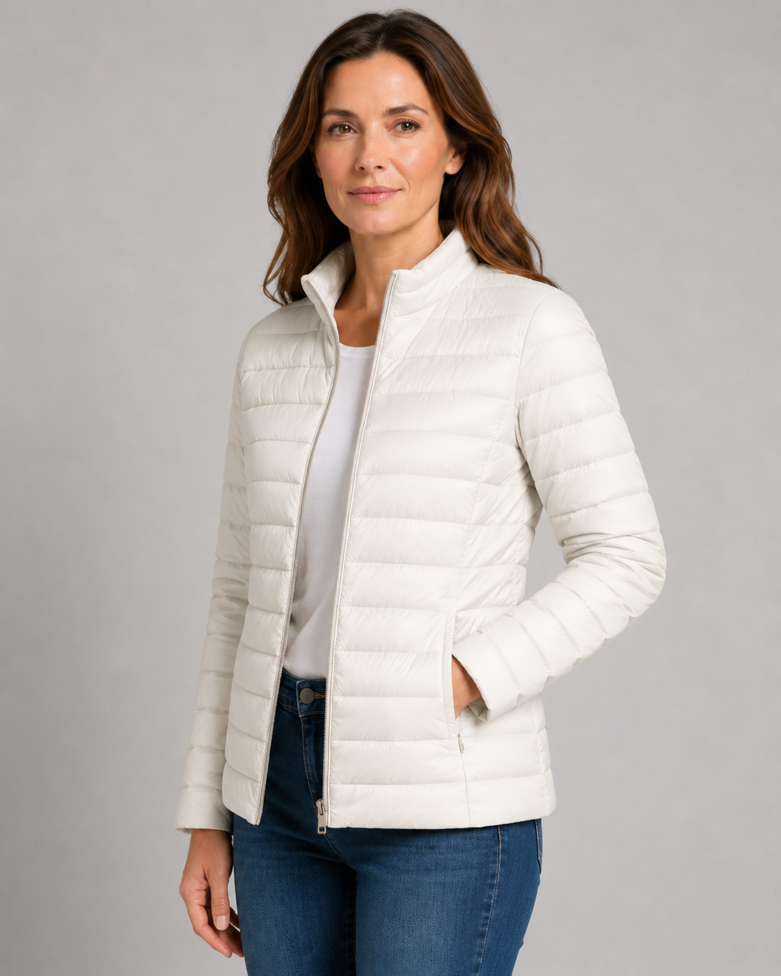Dames Gewatteerde Jas met Staande Kraag - Lichtgewicht Puffer Winterjas - Stijlvol Warm Winterkleding | Sansoti