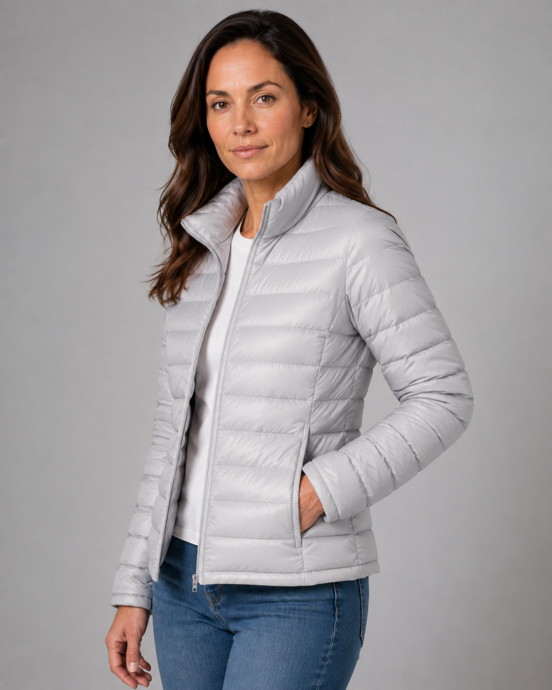 Dames Gewatteerde Jas met Staande Kraag - Lichtgewicht Puffer Winterjas - Stijlvol Warm Winterkleding | Sansoti