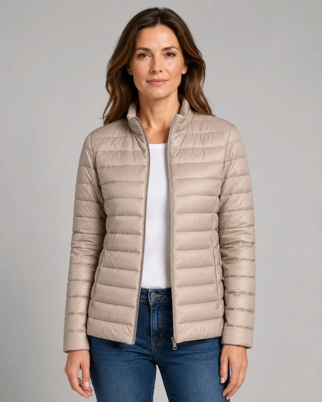 Dames Gewatteerde Jas met Staande Kraag - Lichtgewicht Puffer Winterjas - Stijlvol Warm Winterkleding | Sansoti