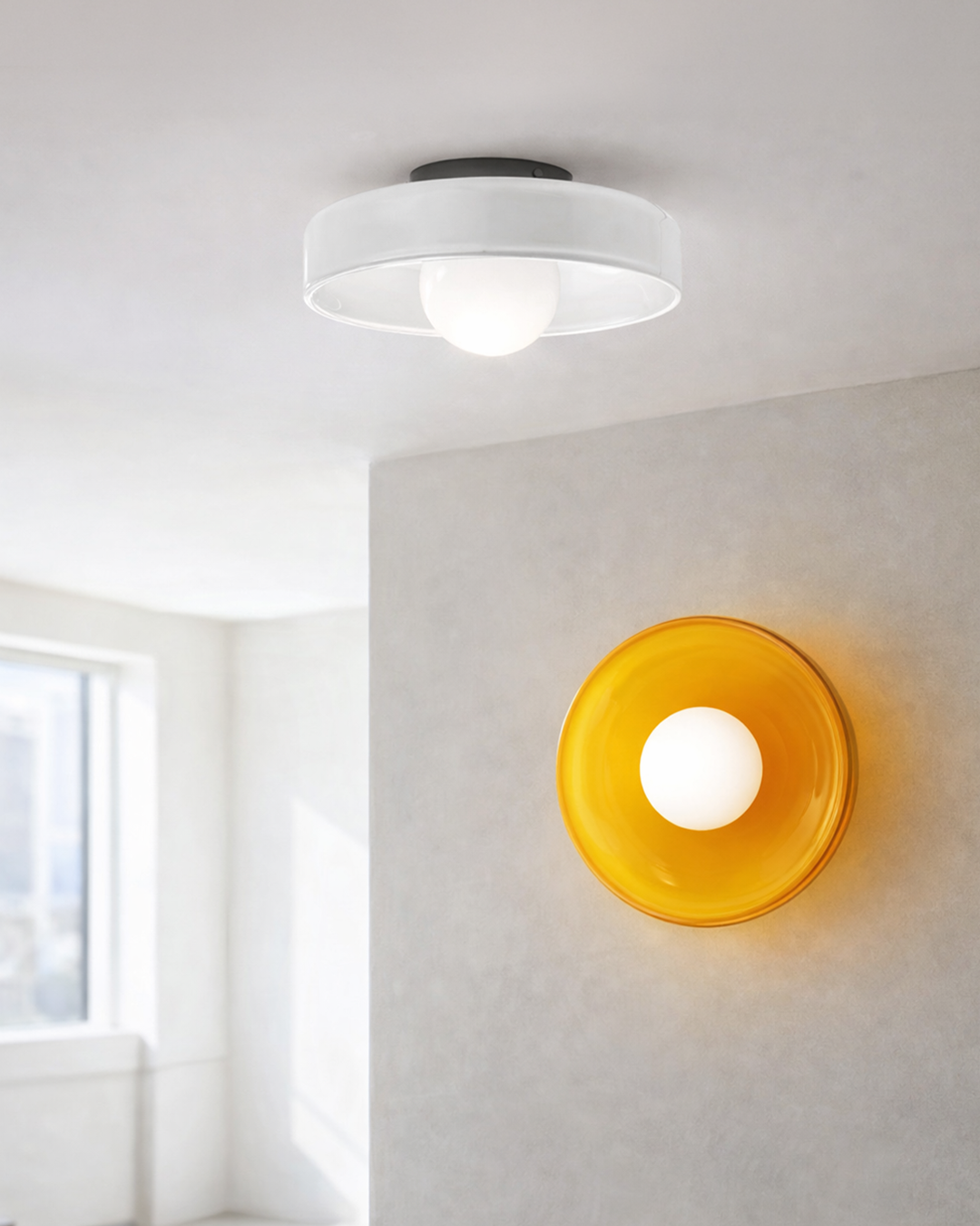 Minimalistische Glazen Wand- en Plafondlamp — Moderne Verlichting voor Gang & Slaapkamer — Dimbaar LED — Ø25 / Ø35 cm | Sansoti