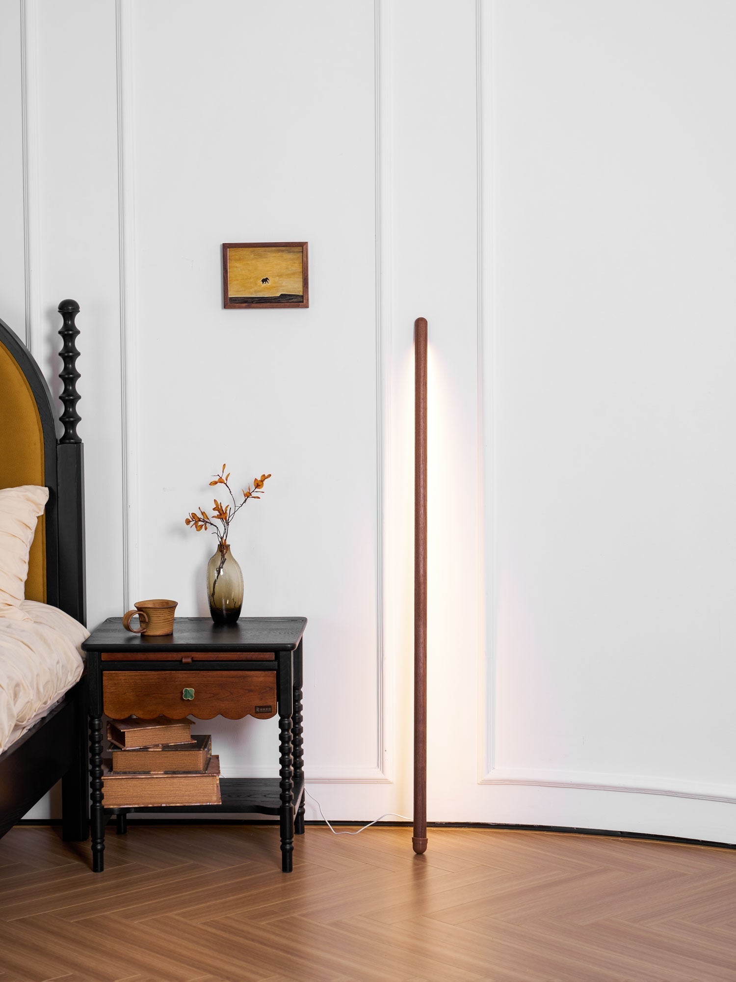 Scandinavische Vloerlamp Hout & Acryl met Geïntegreerde LED Staaflamp 135cm | Sansoti