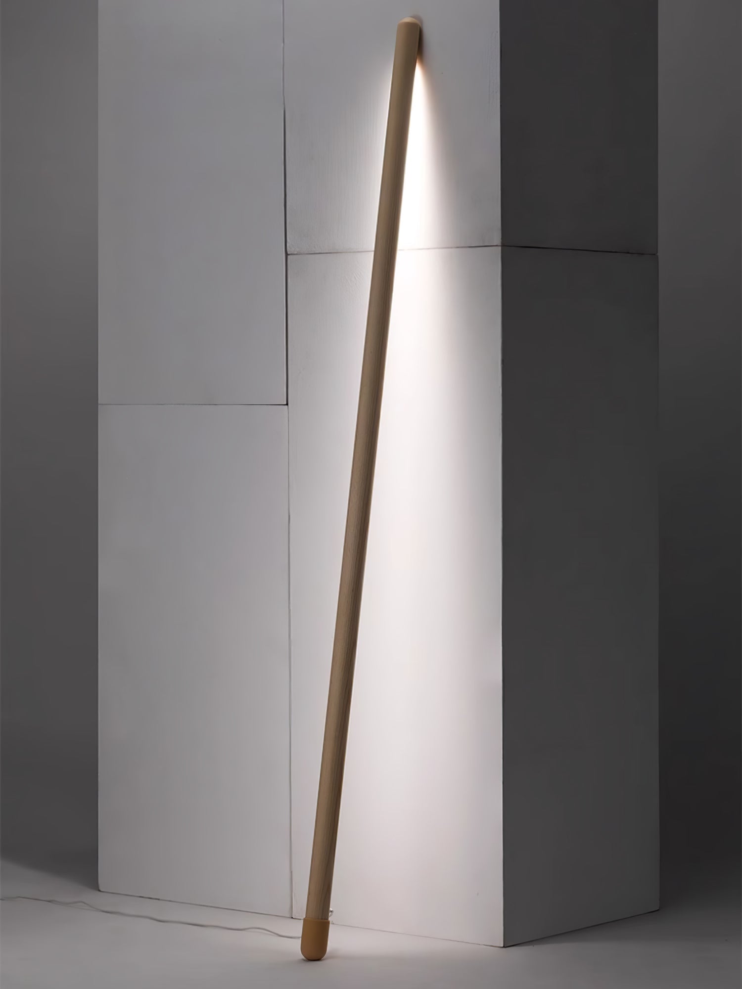 Scandinavische Vloerlamp Hout & Acryl met Geïntegreerde LED Staaflamp 135cm | Sansoti