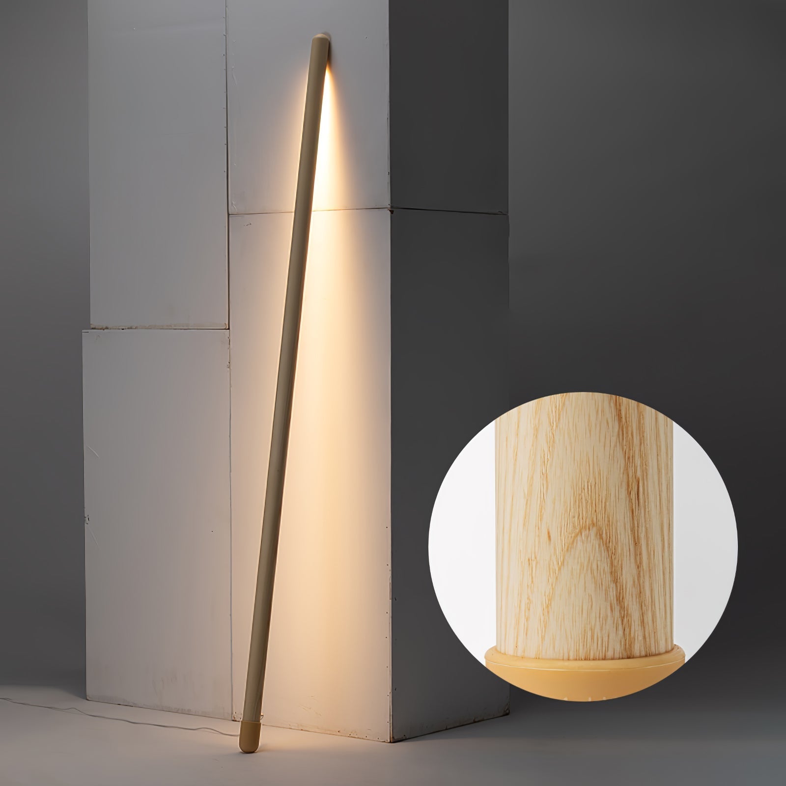 Scandinavische Vloerlamp Hout & Acryl met Geïntegreerde LED Staaflamp 135cm | Sansoti
