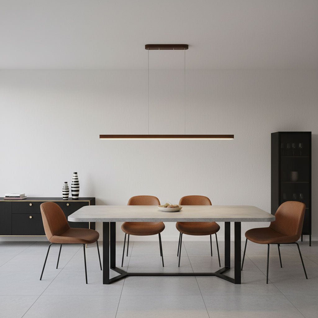 LED Hängelampe Holz Linear Warmes Licht Esstisch Kochinsel Minimalistisch Japandi Design Verstellbares Kabel Balkenlampe | Restfield