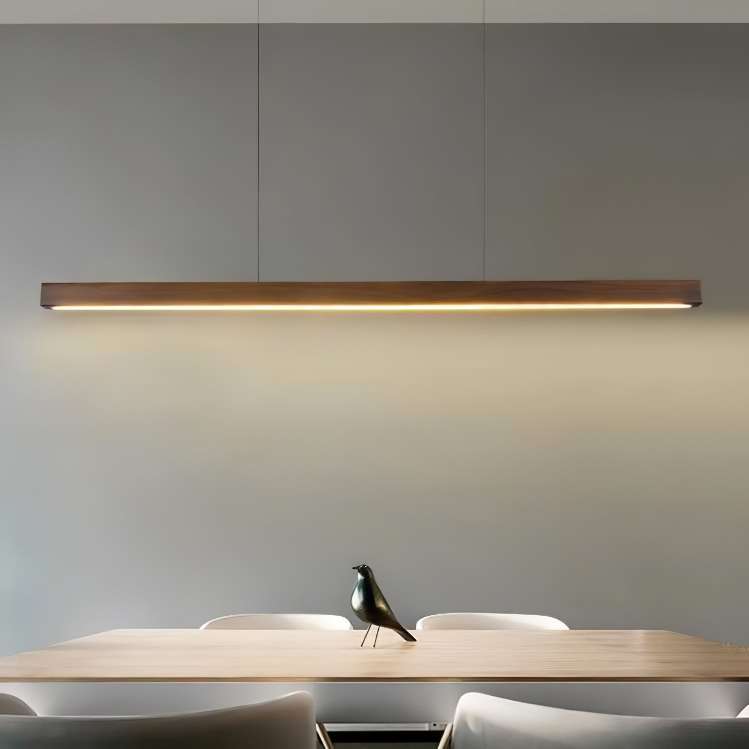 LED Hängelampe Holz Linear Warmes Licht Esstisch Kochinsel Minimalistisch Japandi Design Verstellbares Kabel Balkenlampe | Restfield