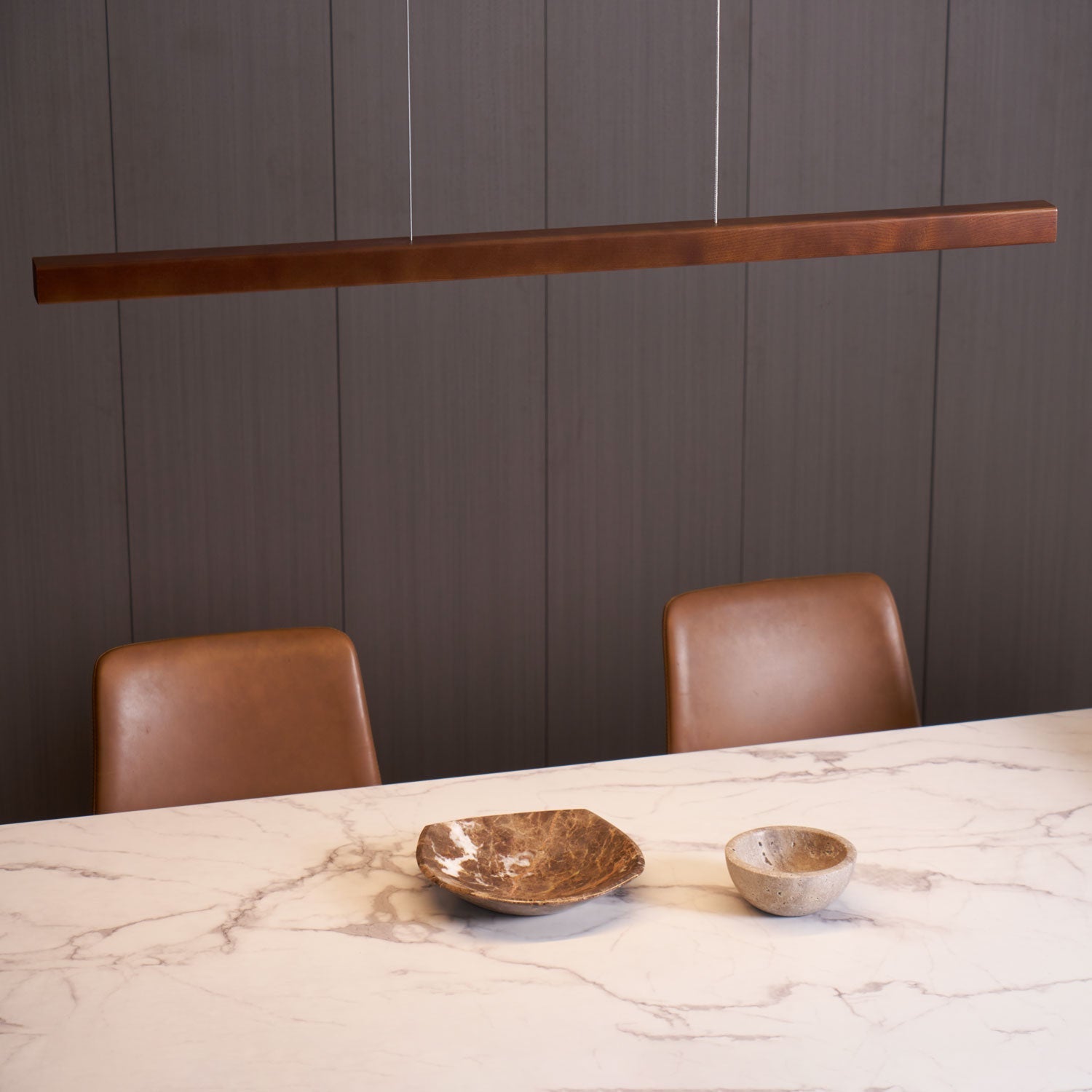 LED Hängelampe Holz Linear Warmes Licht Esstisch Kochinsel Minimalistisch Japandi Design Verstellbares Kabel Balkenlampe | Restfield