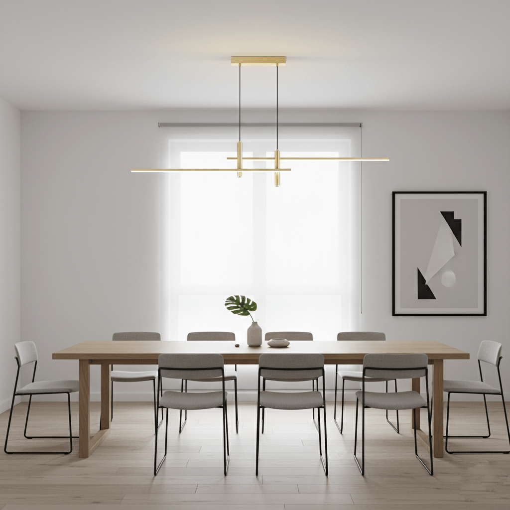 Lineaire hanglamp Links Island • 90/120/150cm • LED geïntegreerd • warm wit/neutraal/koel wit • dimbaar optie • zwart/goud • keuken-eiland boven tafel | Sansoti
