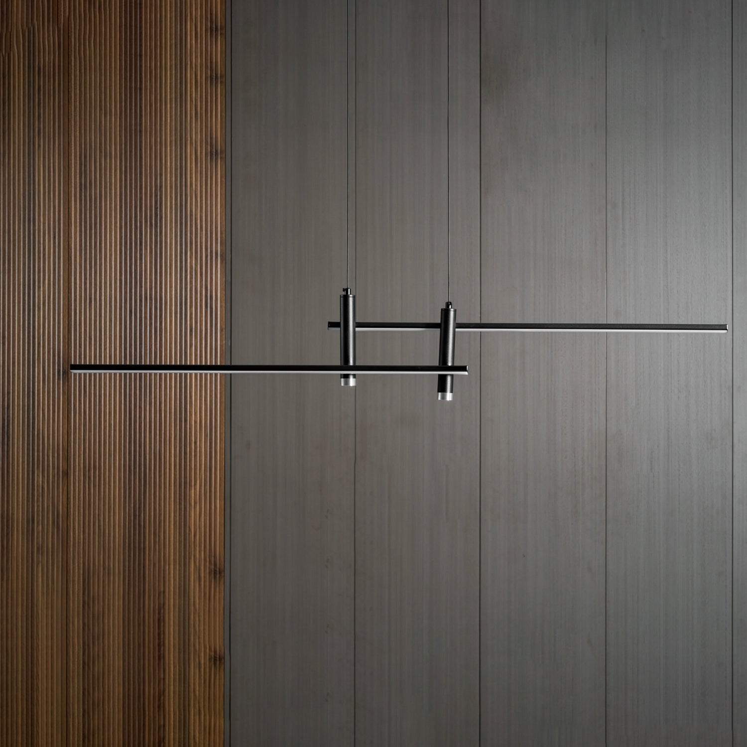 Lineaire hanglamp Links Island • 90/120/150cm • LED geïntegreerd • warm wit/neutraal/koel wit • dimbaar optie • zwart/goud • keuken-eiland boven tafel | Sansoti
