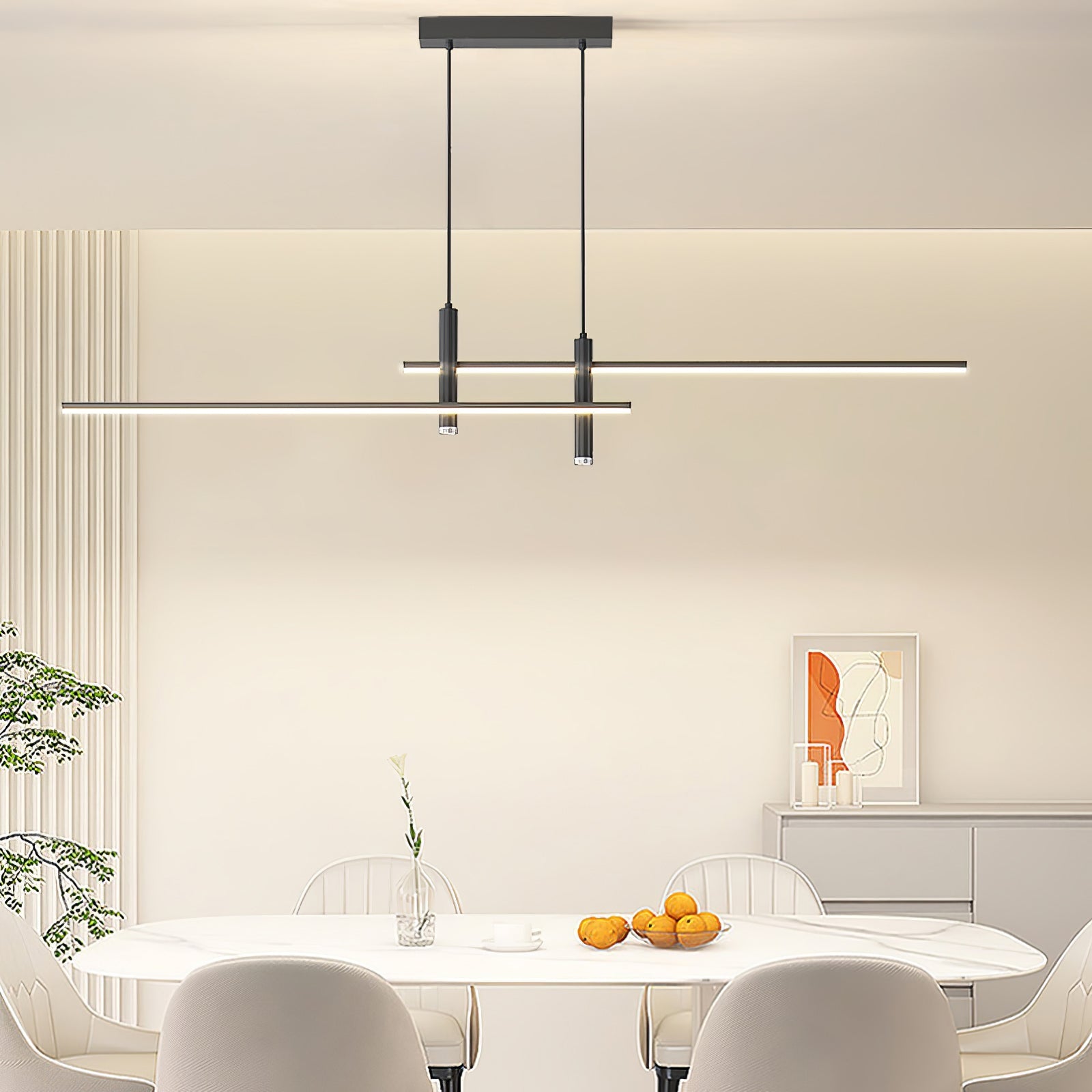 Lineaire hanglamp Links Island • 90/120/150cm • LED geïntegreerd • warm wit/neutraal/koel wit • dimbaar optie • zwart/goud • keuken-eiland boven tafel | Sansoti