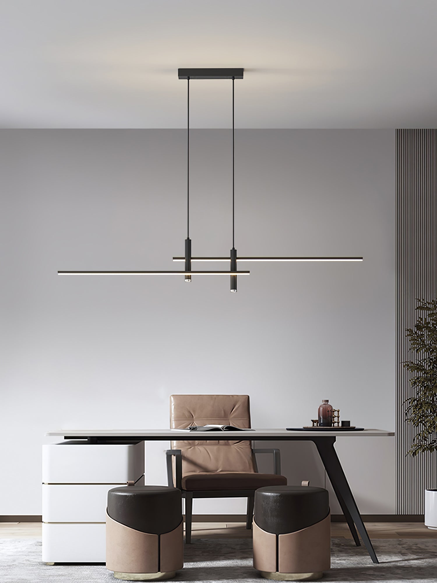 Lineaire hanglamp Links Island • 90/120/150cm • LED geïntegreerd • warm wit/neutraal/koel wit • dimbaar optie • zwart/goud • keuken-eiland boven tafel | Sansoti