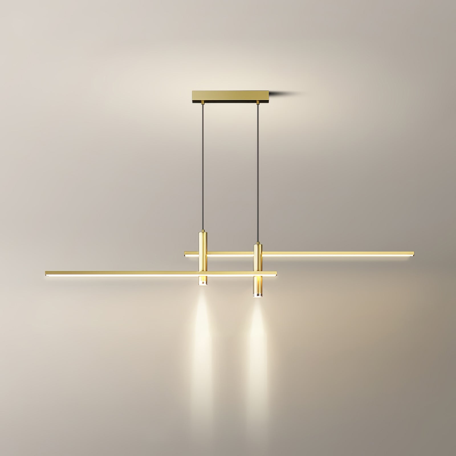 Lineaire hanglamp Links Island • 90/120/150cm • LED geïntegreerd • warm wit/neutraal/koel wit • dimbaar optie • zwart/goud • keuken-eiland boven tafel | Sansoti