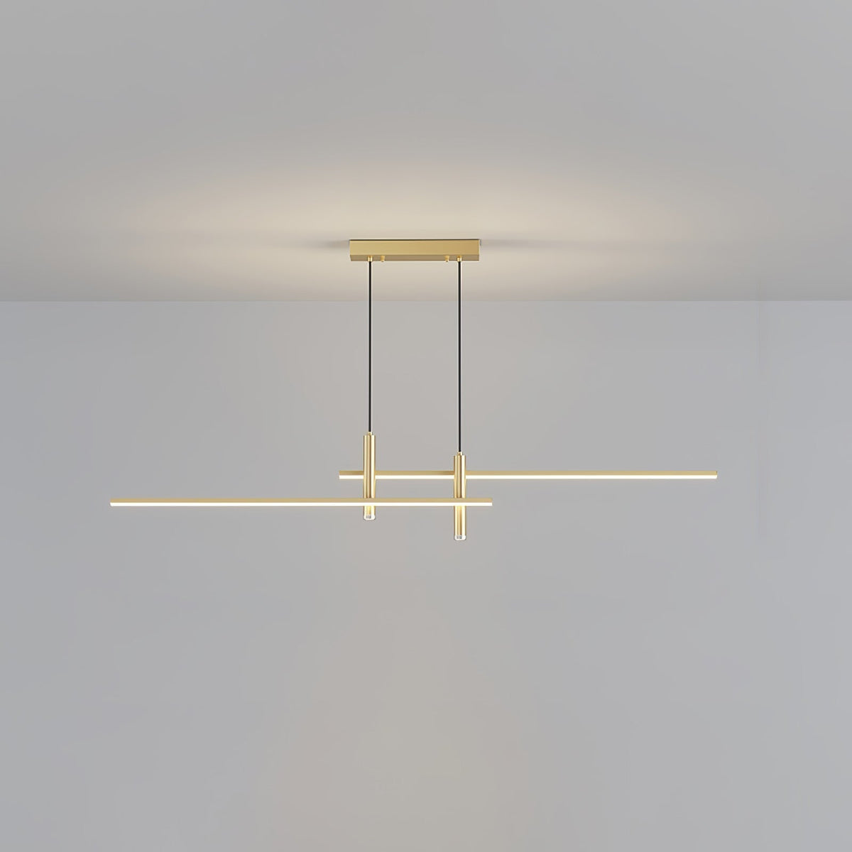 Linear Pendant Light Metal Adjustable Cord Dining Room Kitchen Island Spotlights Black Gold 90-120cm Modern Design | Sansoti