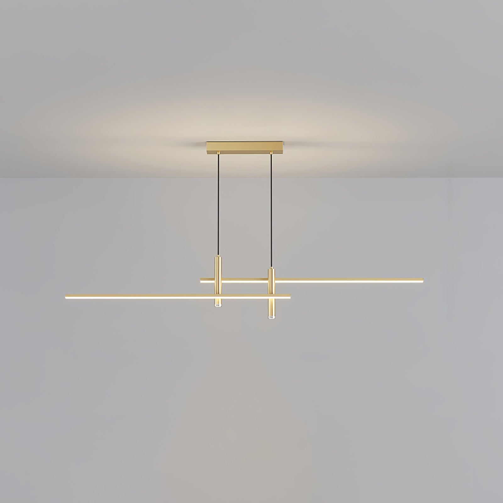 Lineaire hanglamp Links Island • 90/120/150cm • LED geïntegreerd • warm wit/neutraal/koel wit • dimbaar optie • zwart/goud • keuken-eiland boven tafel | Sansoti