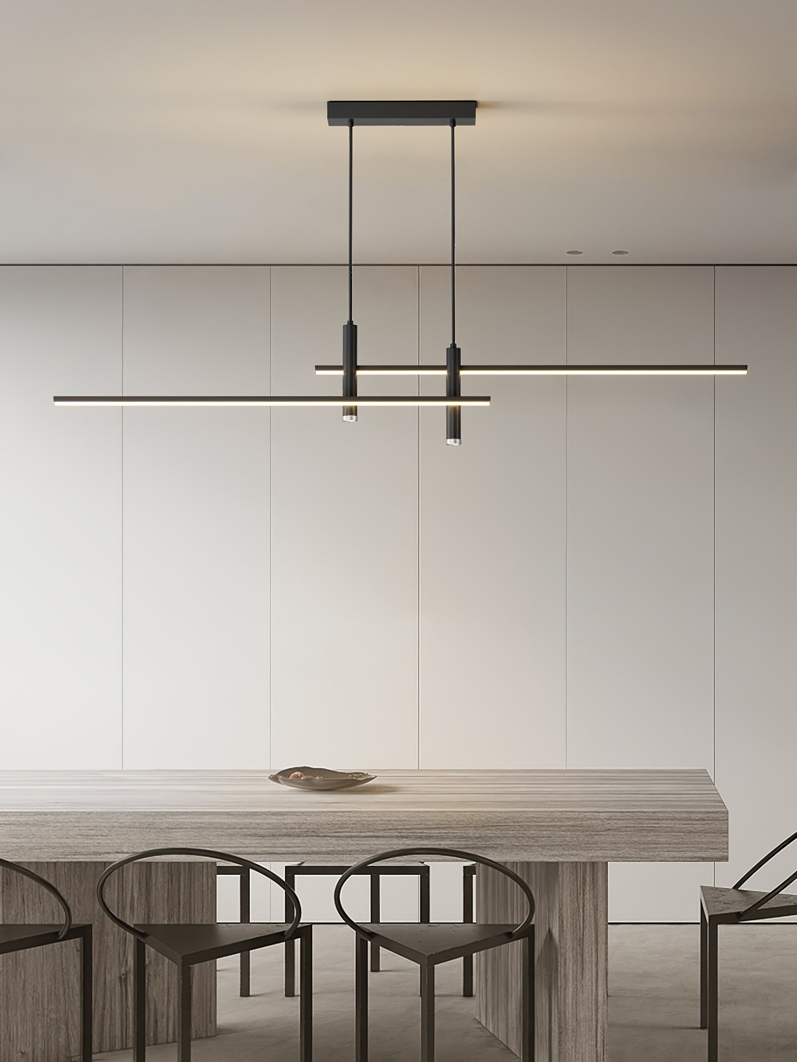 Lineaire hanglamp Links Island • 90/120/150cm • LED geïntegreerd • warm wit/neutraal/koel wit • dimbaar optie • zwart/goud • keuken-eiland boven tafel | Sansoti