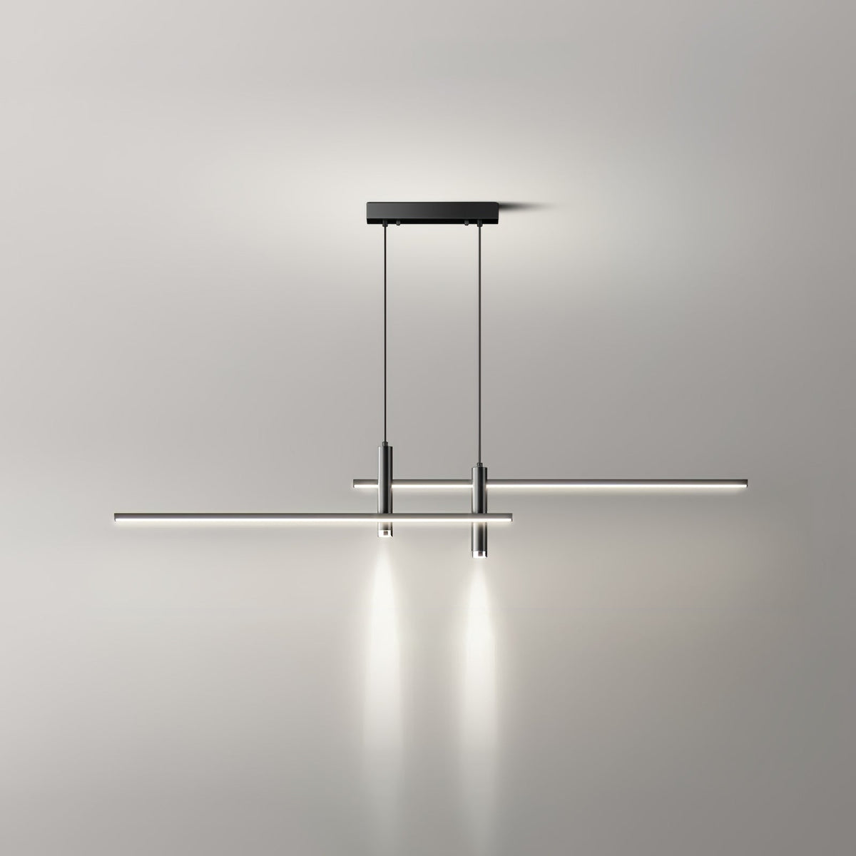 Linear Pendant Light Metal Adjustable Cord Dining Room Kitchen Island Spotlights Black Gold 90-120cm Modern Design | Sansoti