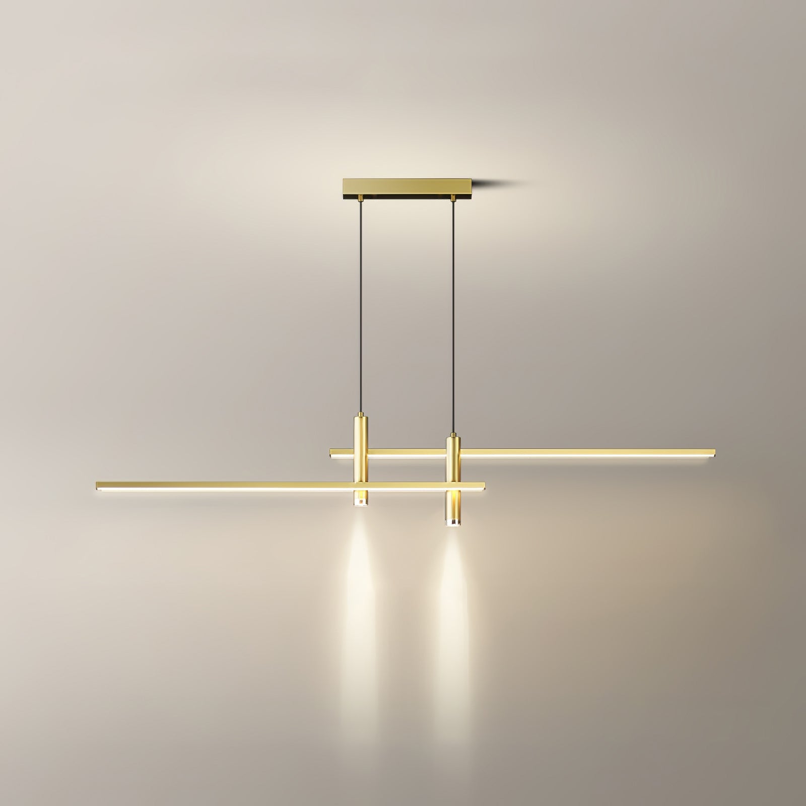 Lineaire hanglamp Links Island • 90/120/150cm • LED geïntegreerd • warm wit/neutraal/koel wit • dimbaar optie • zwart/goud • keuken-eiland boven tafel | Sansoti