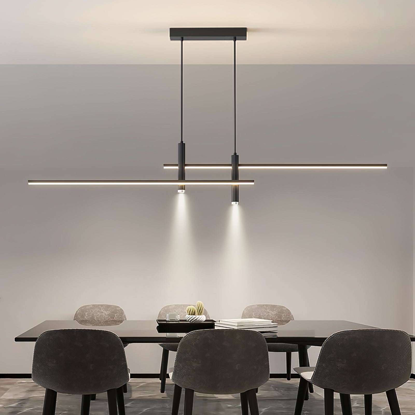 Lineaire hanglamp Links Island • 90/120/150cm • LED geïntegreerd • warm wit/neutraal/koel wit • dimbaar optie • zwart/goud • keuken-eiland boven tafel | Sansoti