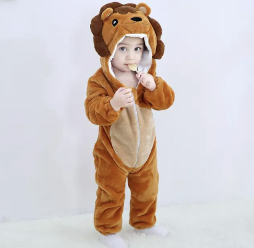 Baby Onesie Dierenpakje Panda Dinosaurus Tijger Muis – Zachte Fleece Jumpsuit Babykleding Romper 0-4 Jaar | Sansoti