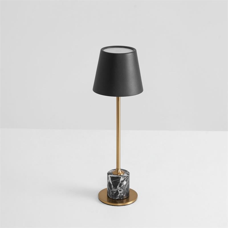 Draagbare Mini Tafellamp op Batterij met Marmeren Voet Ø10cm | Sansoti