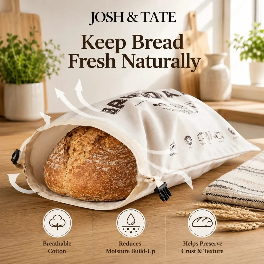 Reusable Cotton Bread Storage Bag with Clip Closure, Washable, Beige and White, Durable, Fresh Bread Storage for the Kitchen | Sansoti