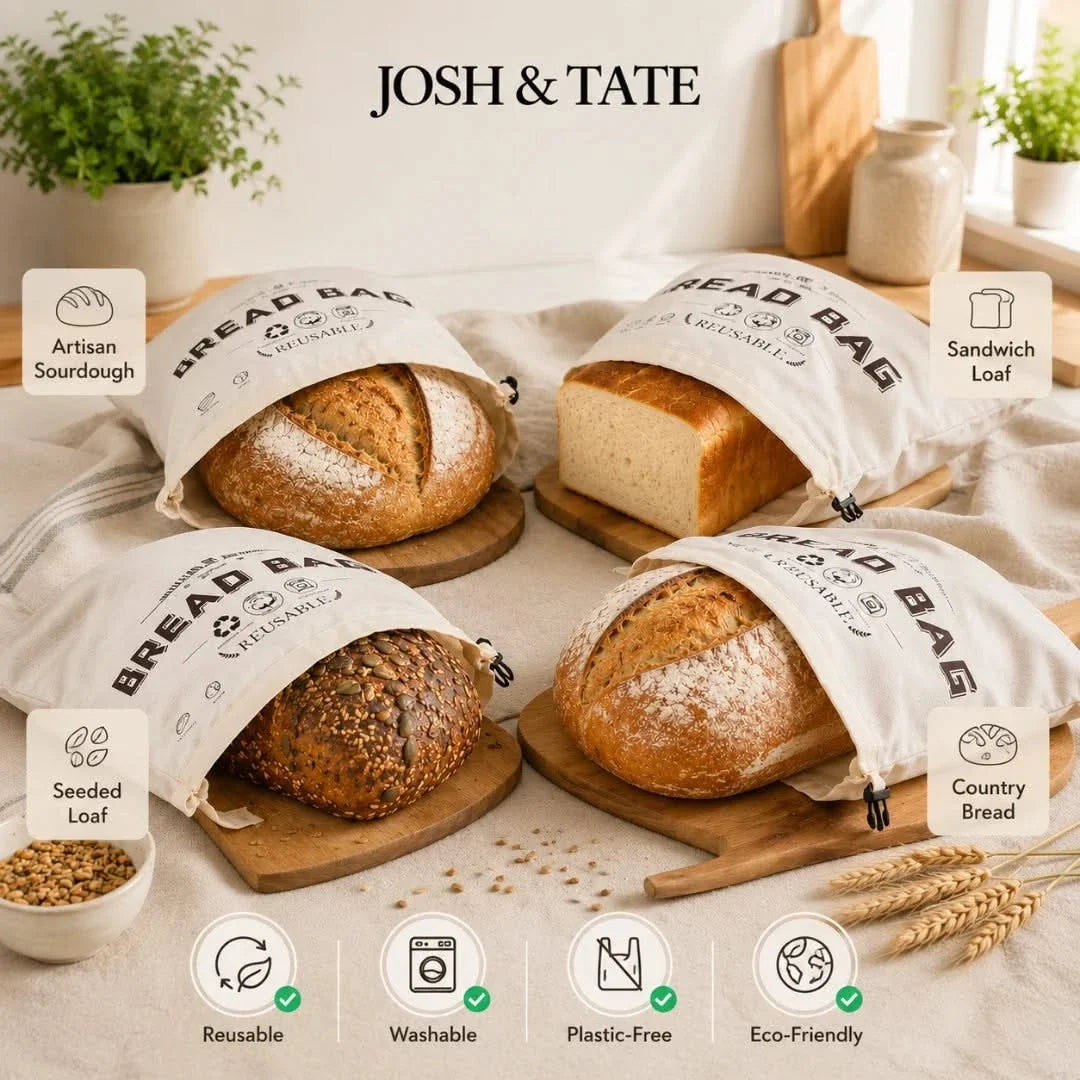 Reusable Cotton Bread Storage Bag with Clip Closure, Washable, Beige and White, Durable, Fresh Bread Storage for the Kitchen | Sansoti