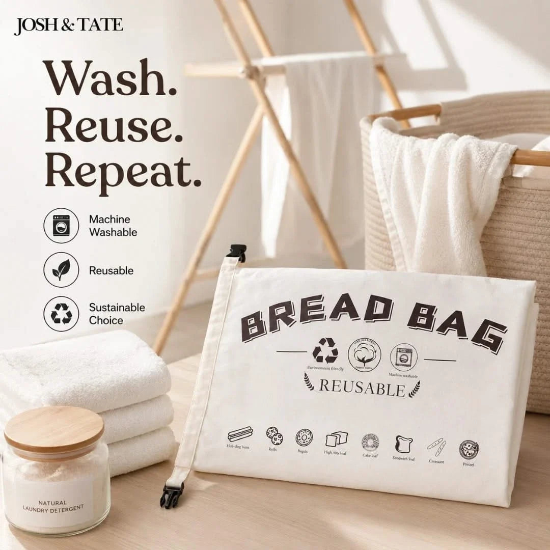 Reusable Cotton Bread Storage Bag with Clip Closure, Washable, Beige and White, Durable, Fresh Bread Storage for the Kitchen | Sansoti